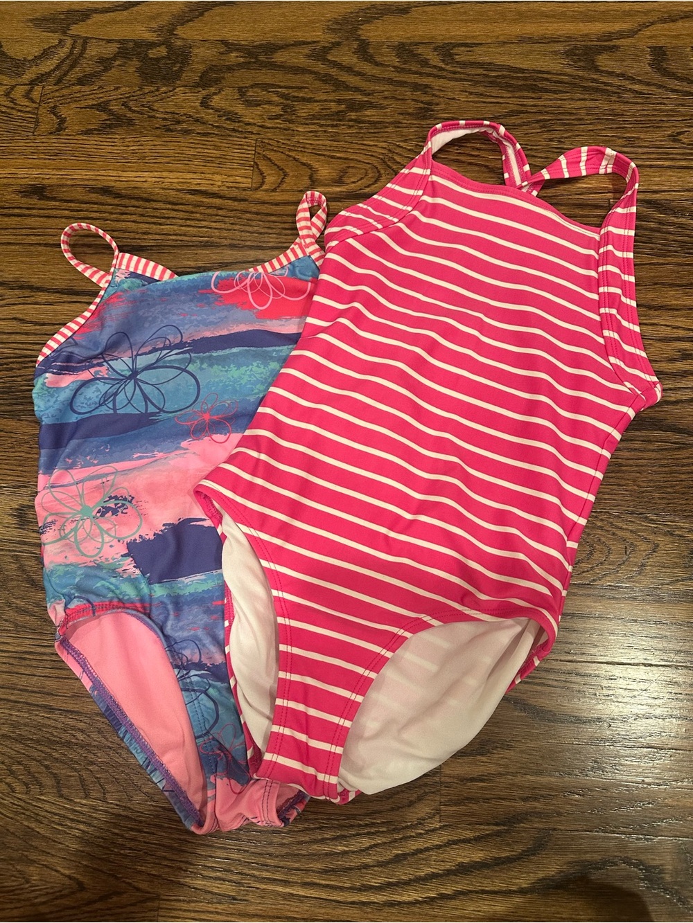 Hanna Andersson and Dolfin Girls One-Piece Swimsuits in Pink and Multicolor